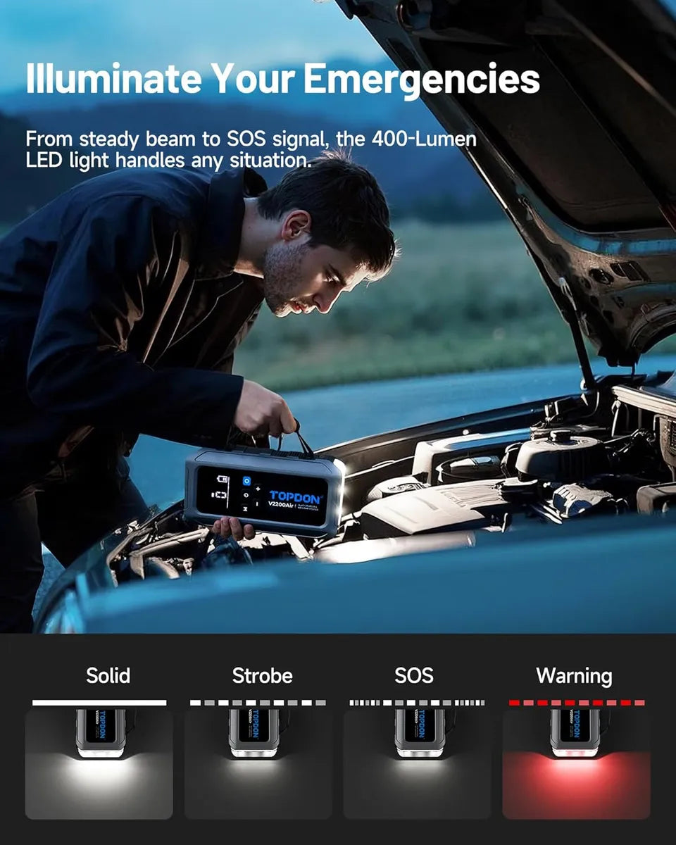 TOPDON V2200AIR Бустер и тестер за акумулатор и power bank