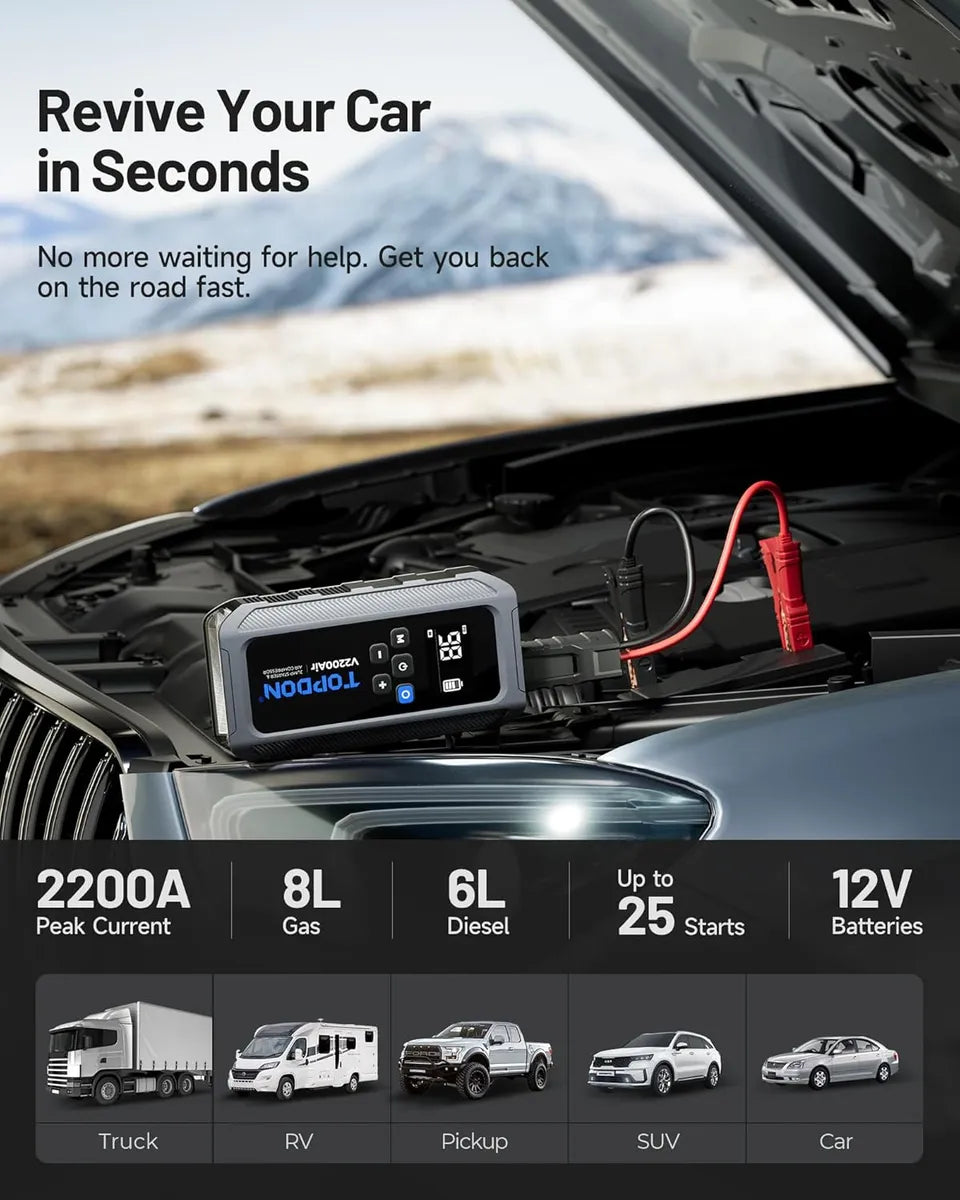 TOPDON V2200AIR Бустер и тестер за акумулатор и power bank